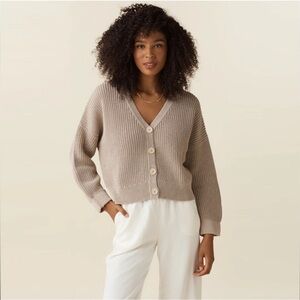 SOLD Vetta Chunky Cream Reversible Cotton Cardigan Sweater XS